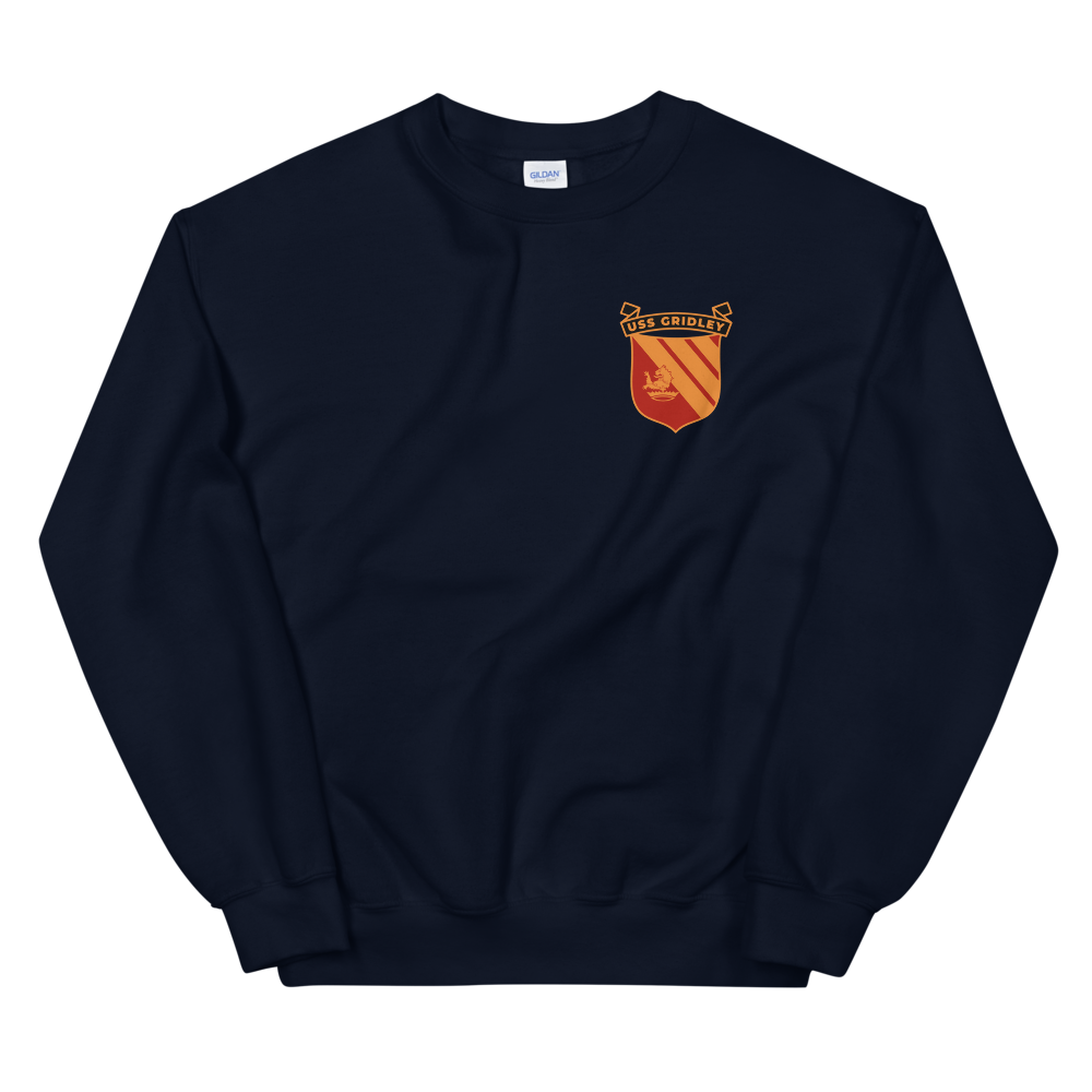 USS Gridley (CG-21) Ship's Crest Sweatshirt – front view, navy