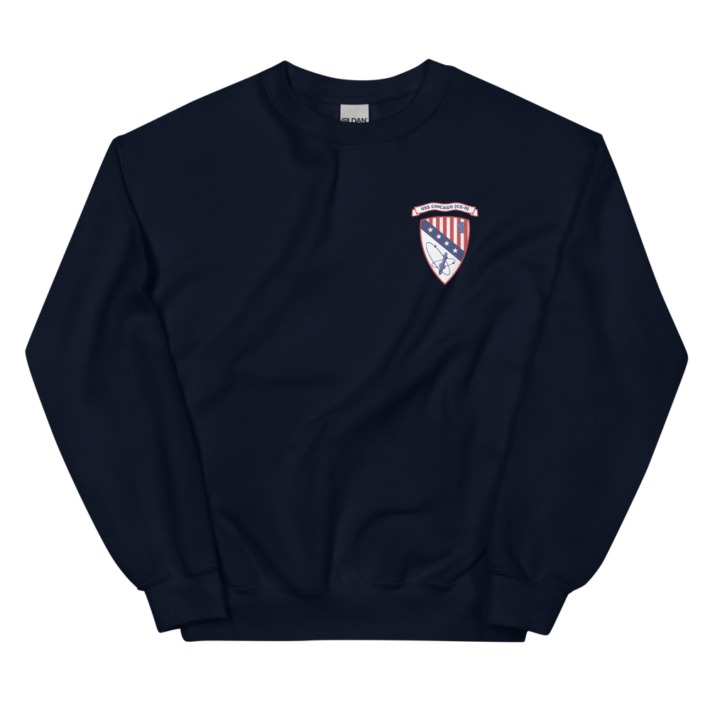 USS Chicago (CG-11) Ship's Crest Sweatshirt - Blue – front view, navy