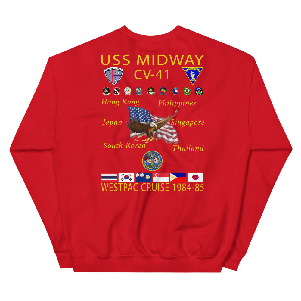 USS Midway (CV-41) 1984-85 Cruise Sweatshirt – red