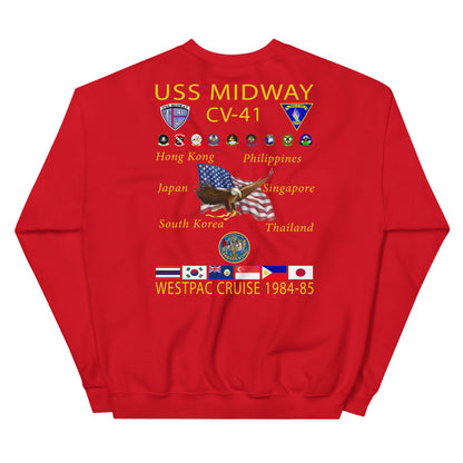 USS Midway (CV-41) 1984-85 Cruise Sweatshirt – red
