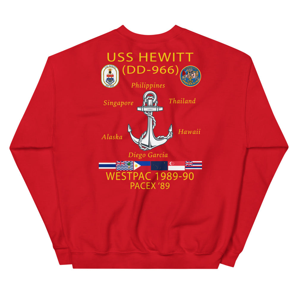 USS Hewitt (DD-966) 1989-90 Cruise Sweatshirt – red