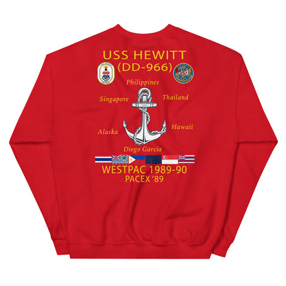 USS Hewitt (DD-966) 1989-90 Cruise Sweatshirt – red