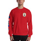 USS Hewitt (DD-966) 1989-90 Cruise Sweatshirt - FLAGS ON SLEEVE – red
