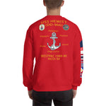 USS Hewitt (DD-966) 1989-90 Cruise Sweatshirt - FLAGS ON SLEEVE – red