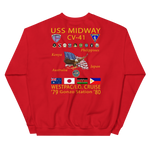 USS Midway (CV-41) 1979-80 Cruise Sweatshirt with Persian Gulf Yacht Club – red