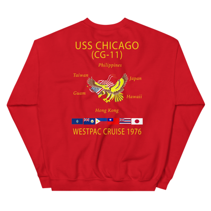 USS Chicago (CG-11) 1976 WESTPAC Cruise Sweatshirt – back view, red