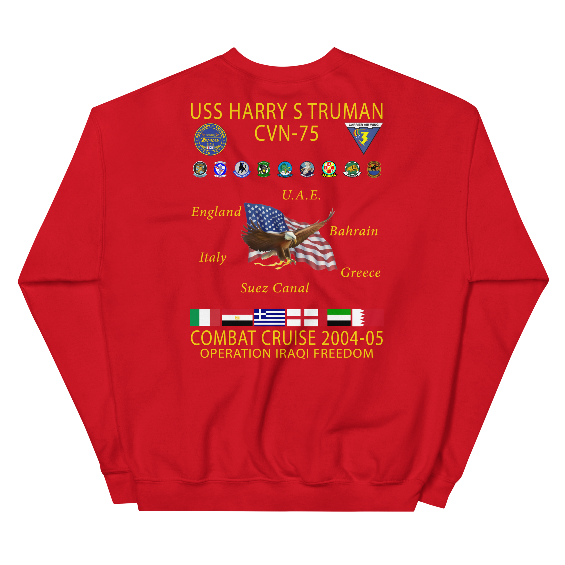 USS Harry S. Truman (CVN-75) 2004-05 Cruise Sweatshirt – back view, red