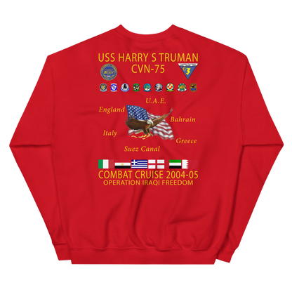 USS Harry S. Truman (CVN-75) 2004-05 Cruise Sweatshirt – back view, red