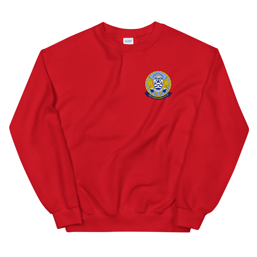 USS Yorktown (CVS-10) Ship's Crest Sweatshirt – front view, red