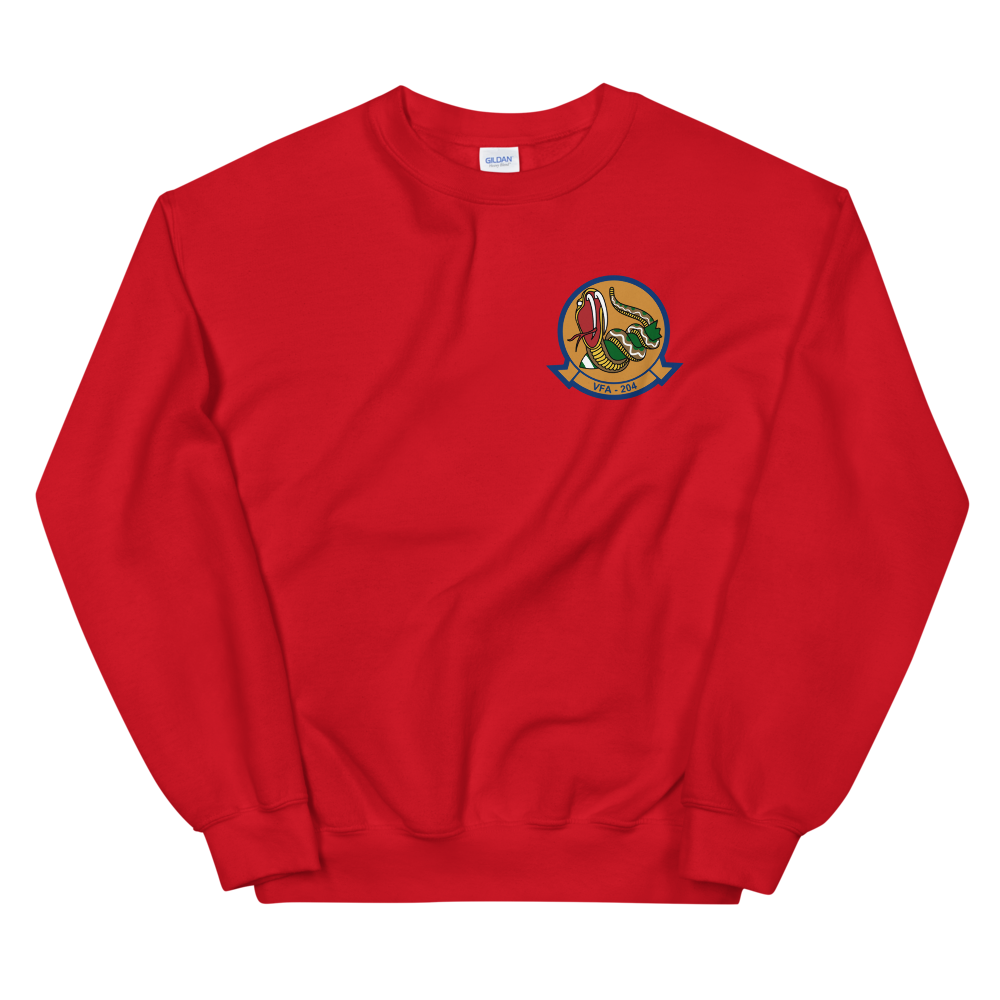 VFA-204 River Rattlers Squadron Crest Unisex Sweatshirt – front view, red