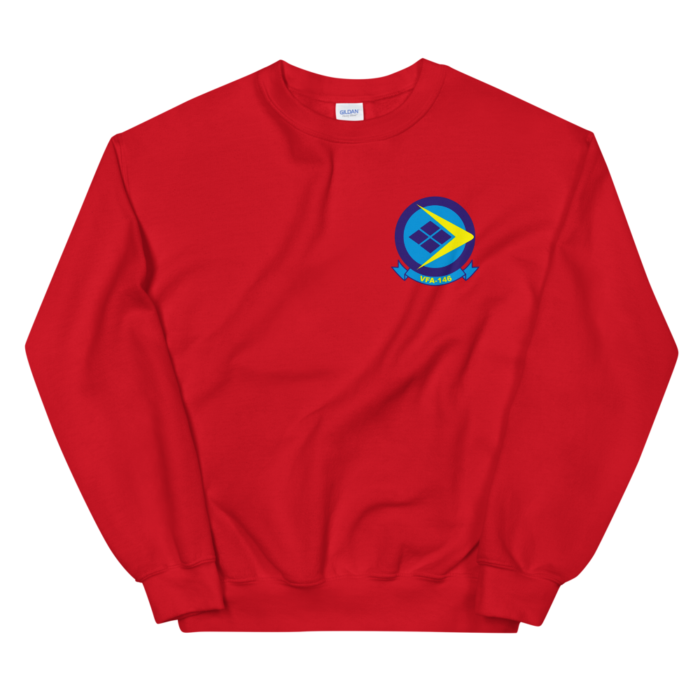 VFA-146 Blue Diamonds Squadron Crest Unisex Sweatshirt – front view, red
