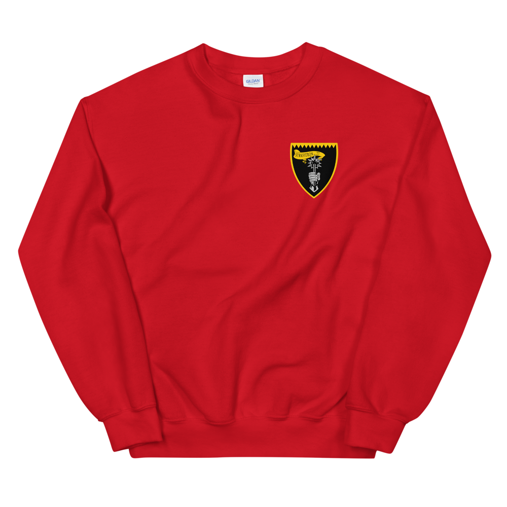 VFA-27 Royal Maces Squadron Crest Unisex Sweatshirt – front view, red
