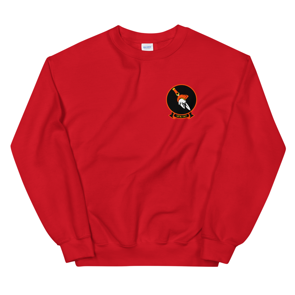 VFA-147 Argonauts Squadron Crest Unisex Sweatshirt – front view, red