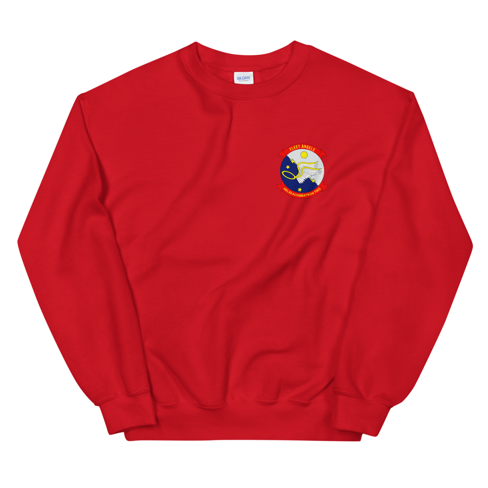 HSC-2 Fleet Angels Squadron Crest Unisex Sweatshirt – front view, red