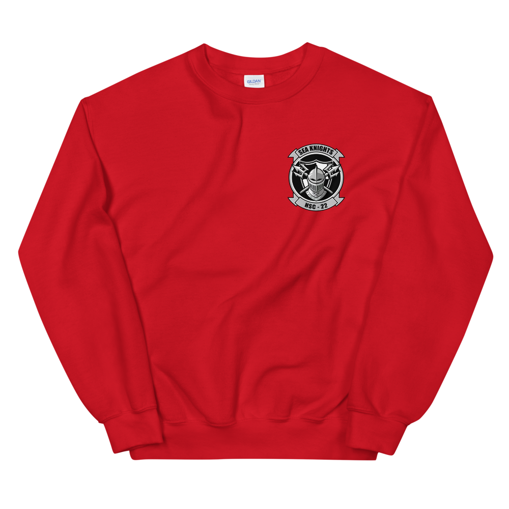 HSC-22 Sea Knights Squadron Crest Unisex Sweatshirt – front view, red