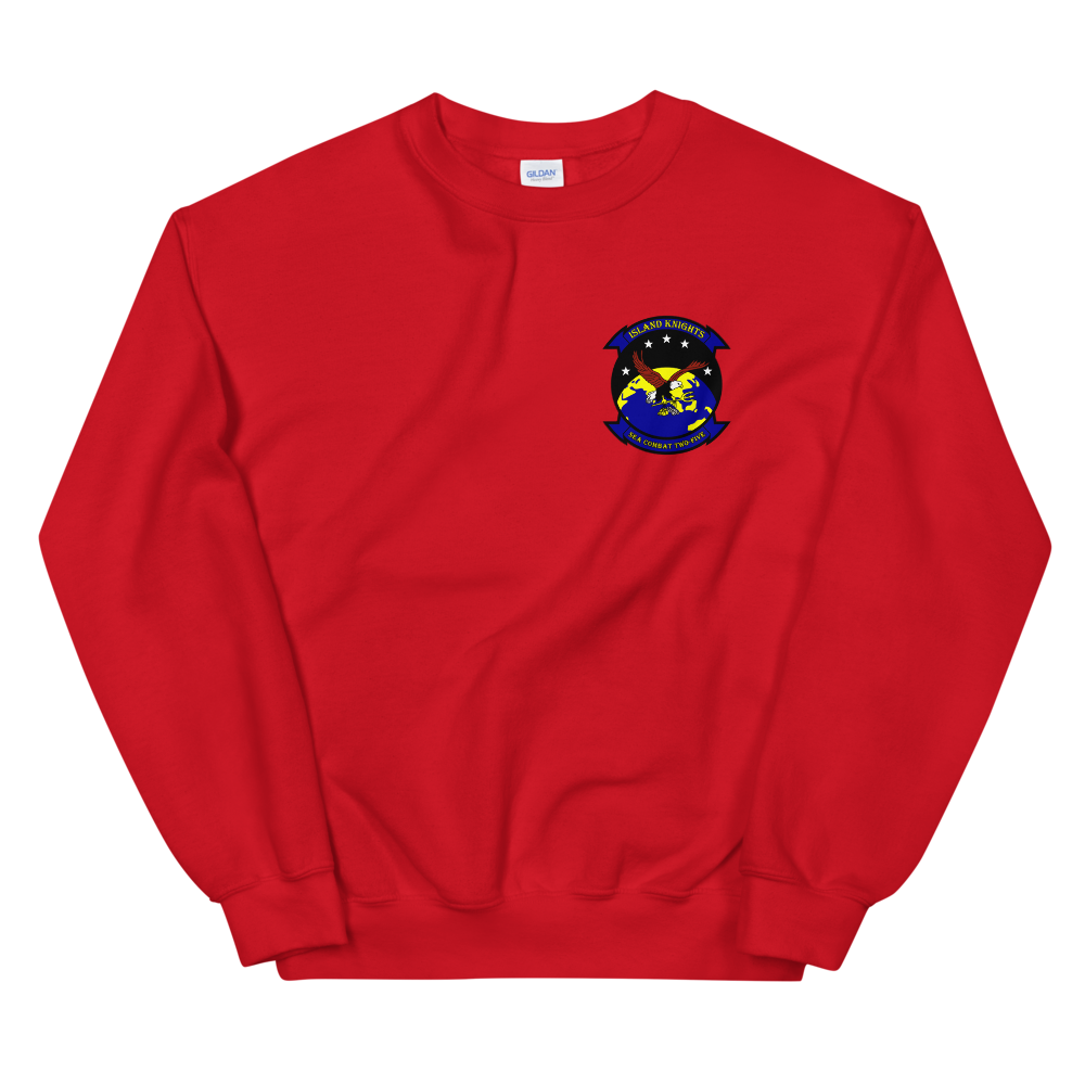 HSC-25 Island Knights Squadron Crest Unisex Sweatshirt – front view, red