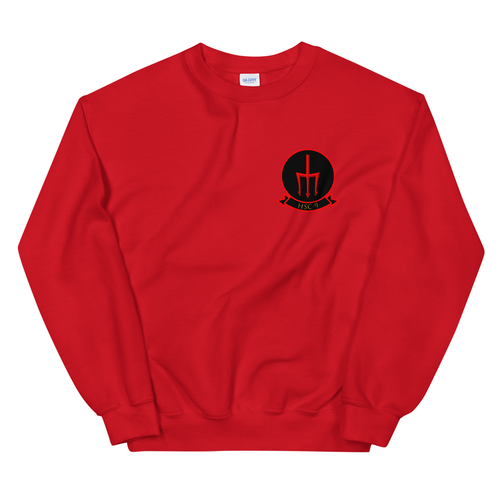 HSC-9 Tridents Squadron Crest Unisex Sweatshirt – front view, red