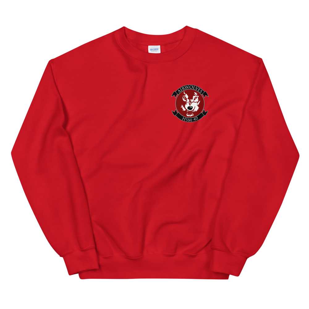 HSM-40 Airwolves Squadron Crest Unisex Sweatshirt – front view, red