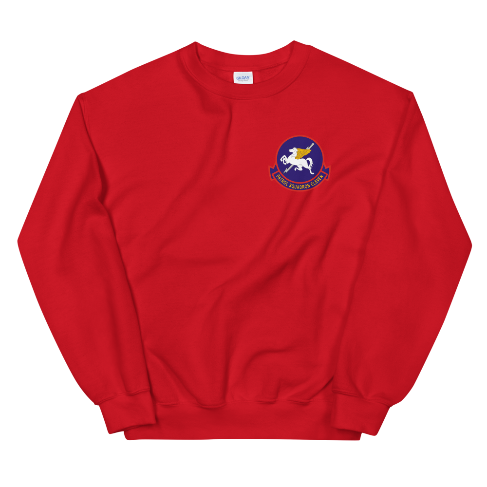 VP-11 Proud Pegasus Squadron Crest Sweatshirt – front view, red
