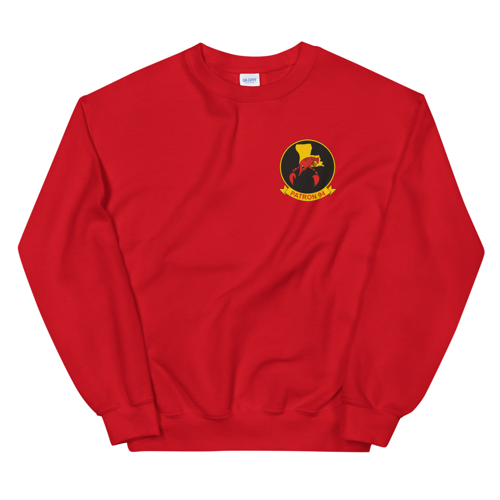 VP-94 Crawfisher's Squadron Crest Sweatshirt – front view, red