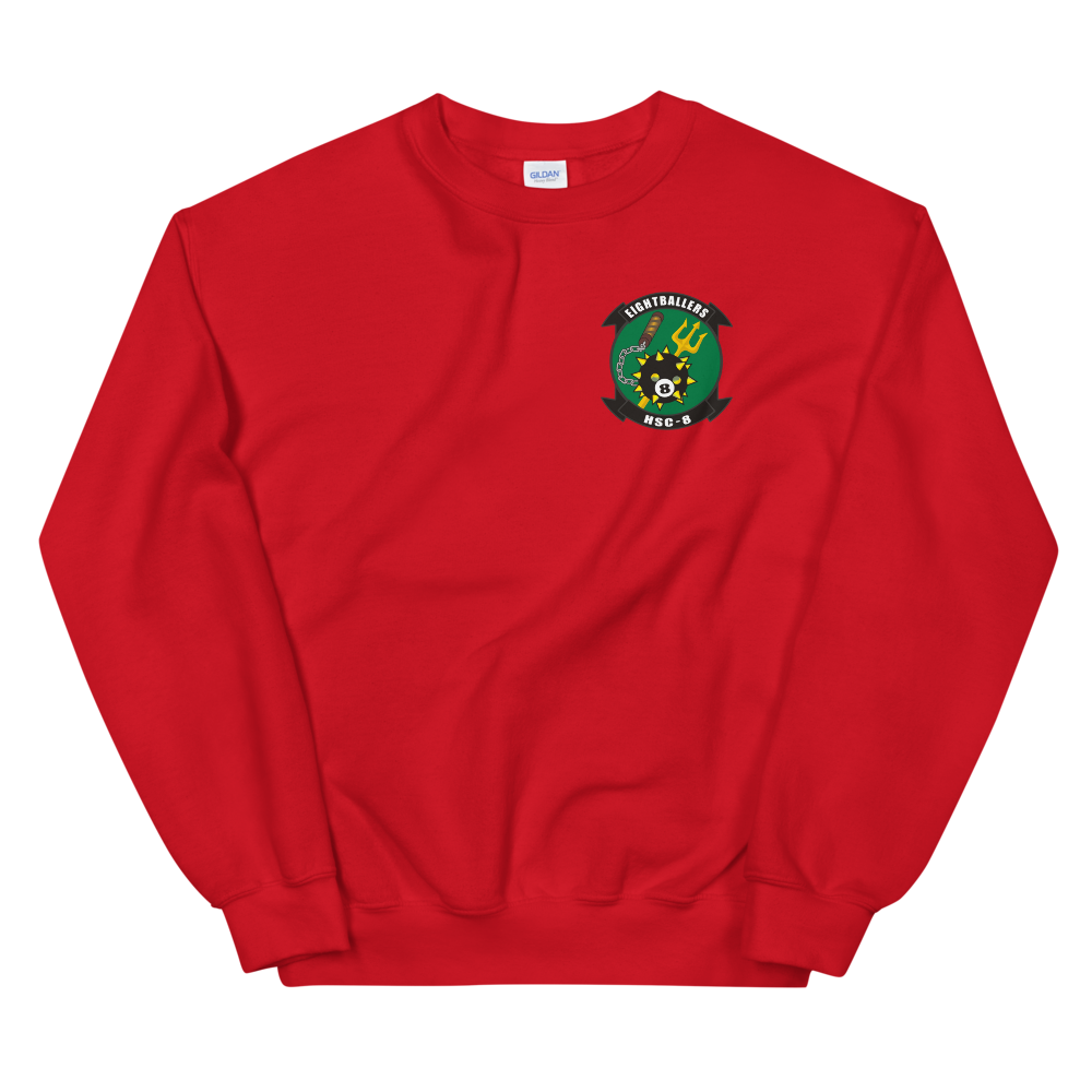 HSC-8 Eightballers Squadron Crest Sweatshirt – front view, red