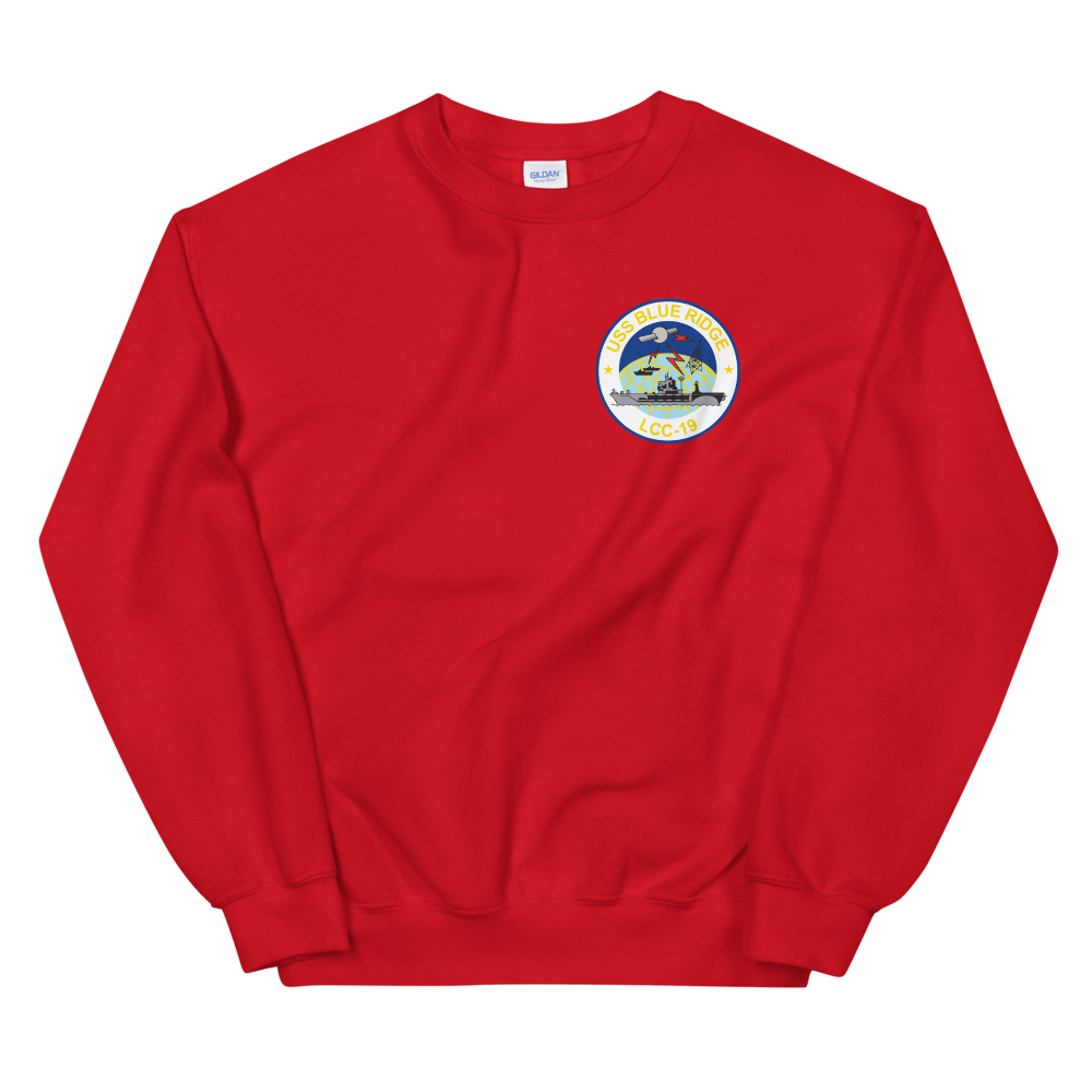 USS Blue Ridge (LCC-19) 1990-91 ODS/S Cruise Sweatshirt – front view, red