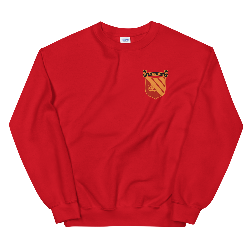 USS Gridley (CG-21) Ship's Crest Sweatshirt – front view, red
