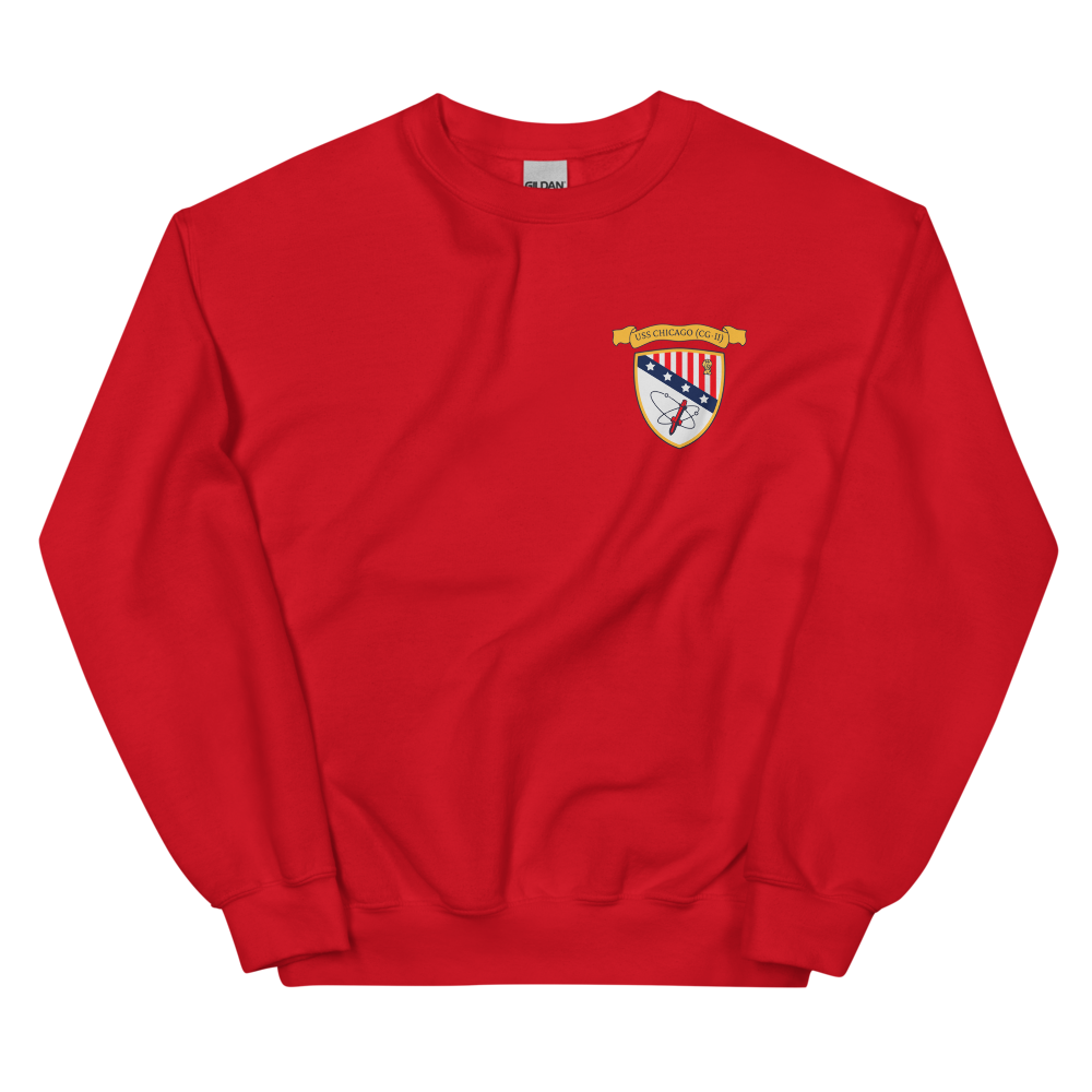 USS Chicago (CG-11) 1976 WESTPAC Cruise Sweatshirt – front view, red