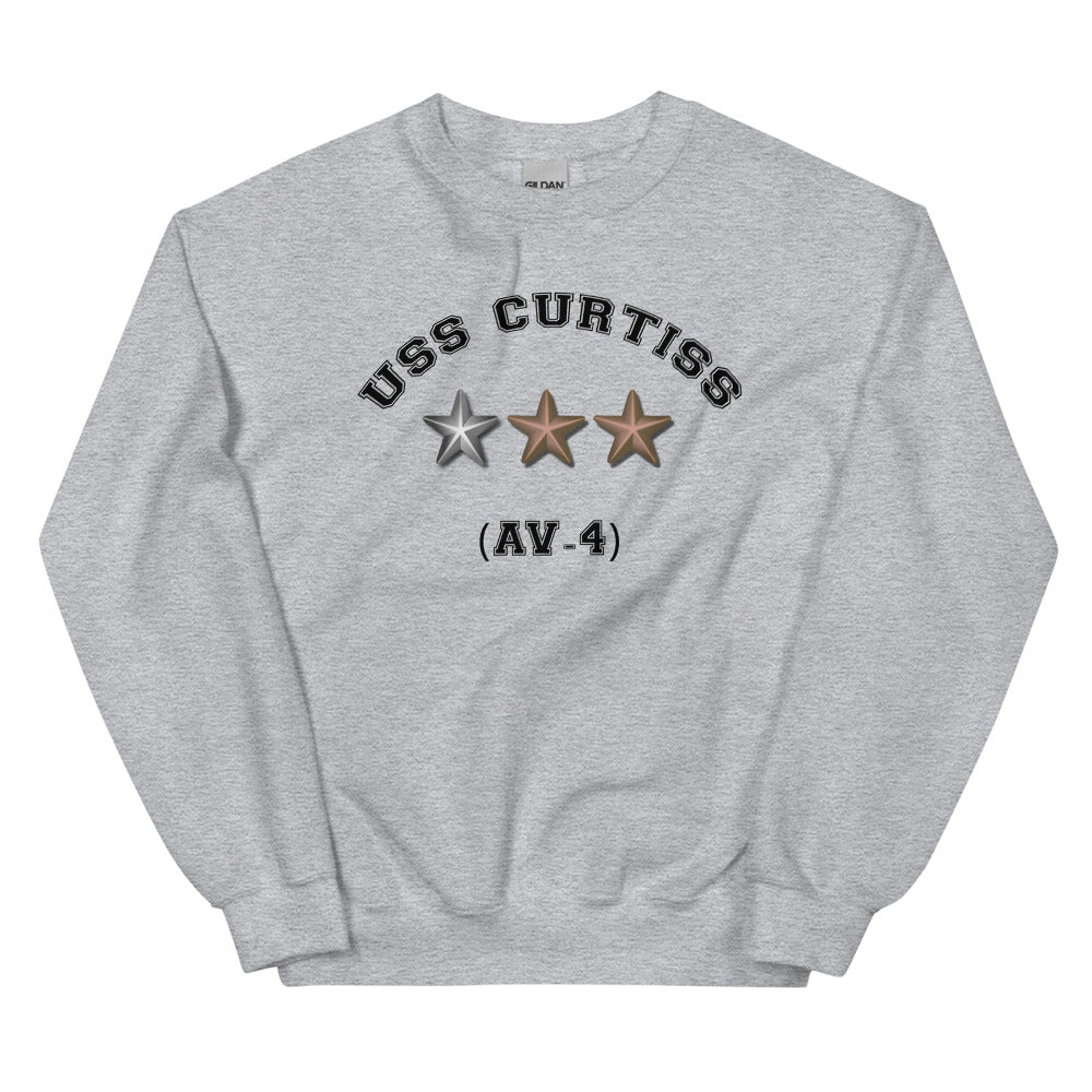 USS Curtiss (AV-4) Unisex Sweatshirt – front view, grey