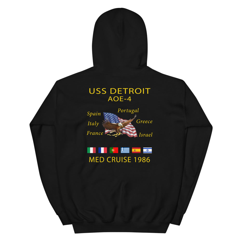 USS Detroit (AOE-4) 1986 Cruise Hoodie – black