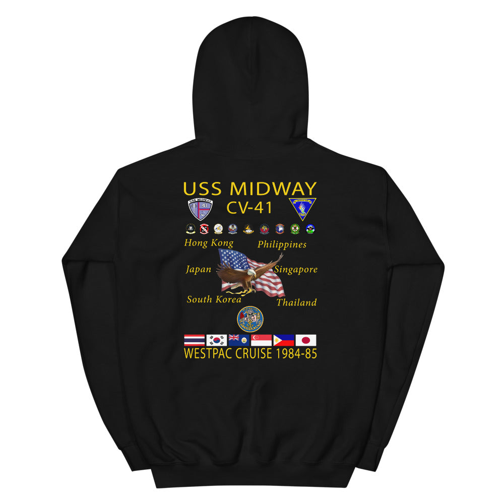 USS Midway (CV-41) 1984-85 Cruise Hoodie – black