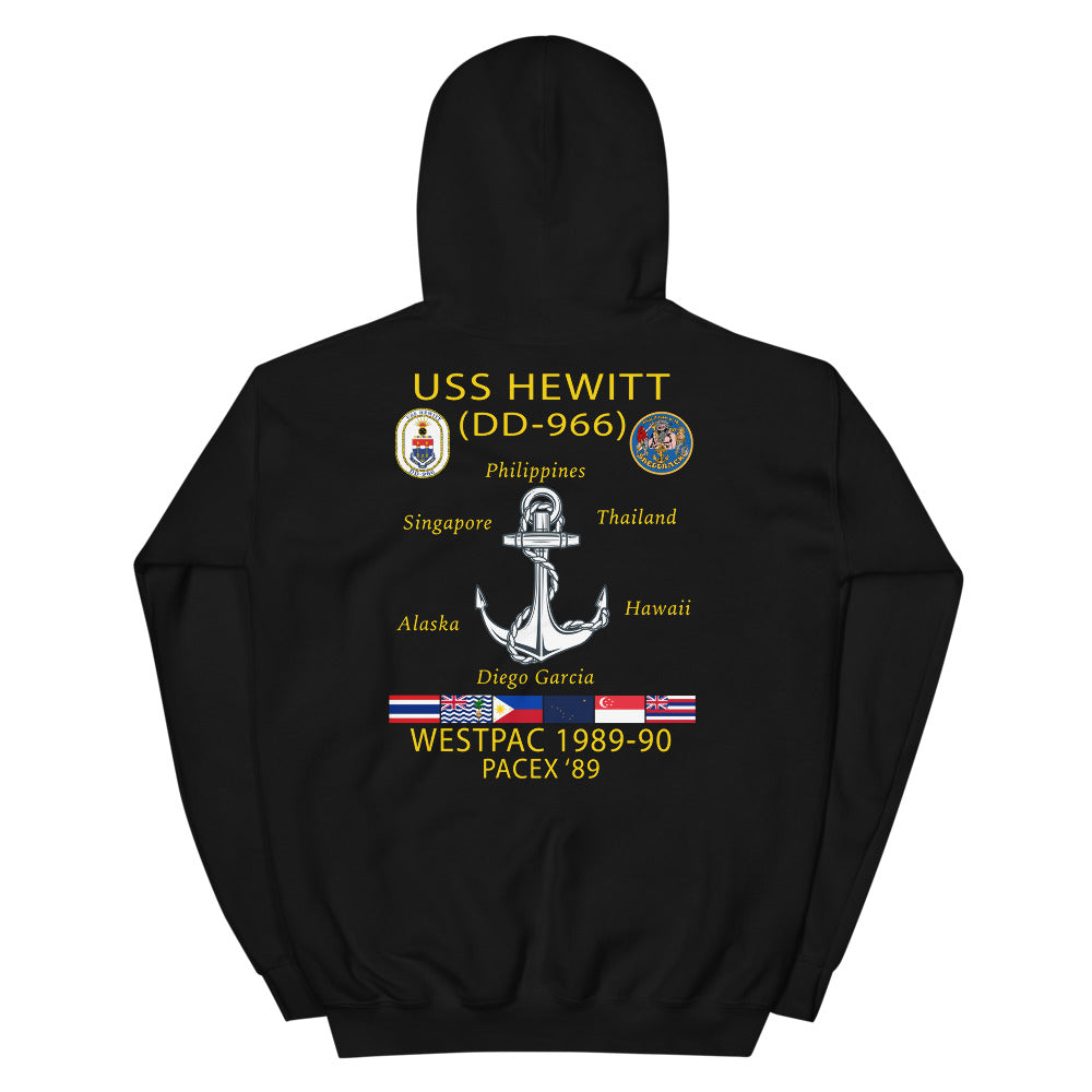 USS Hewitt (DD-966) 1989-90 Cruise Hoodie – black