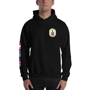 USS Hewitt (DD-966) 1989-90 Cruise Hoodie - FLAGS ON SLEEVE – black