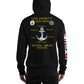 USS Hewitt (DD-966) 1989-90 Cruise Hoodie - FLAGS ON SLEEVE – black