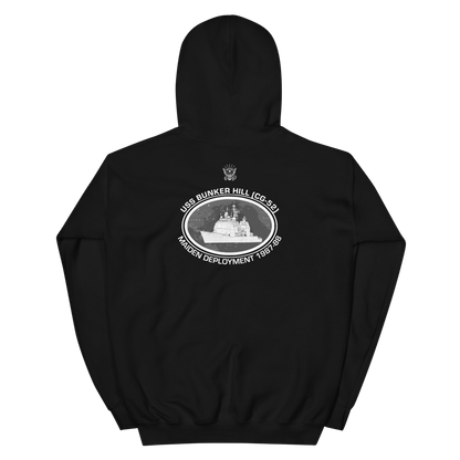 USS Bunker Hill (CG-52) 1987-88 Deployment Hoodie – back view, black