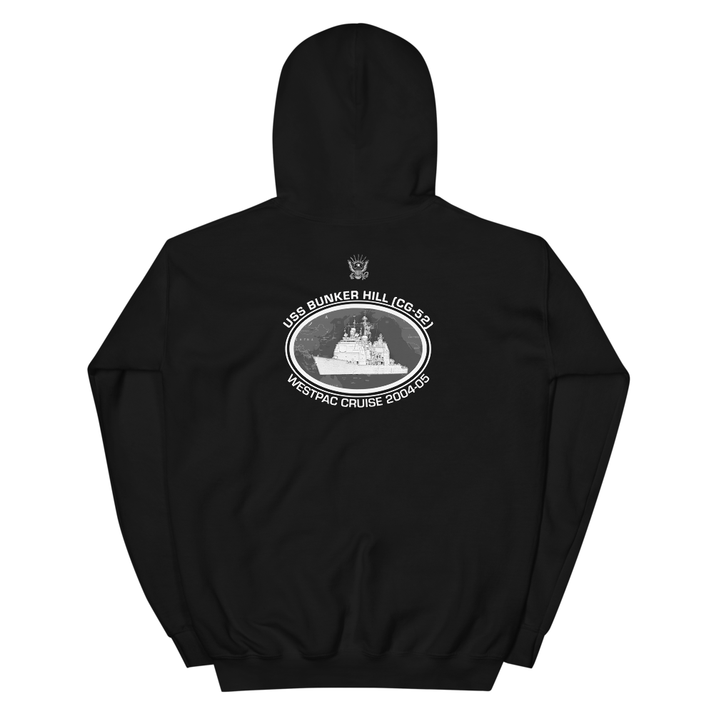 USS Bunker Hill (CG-52) 2004-05 Deployment Hoodie – back view, black