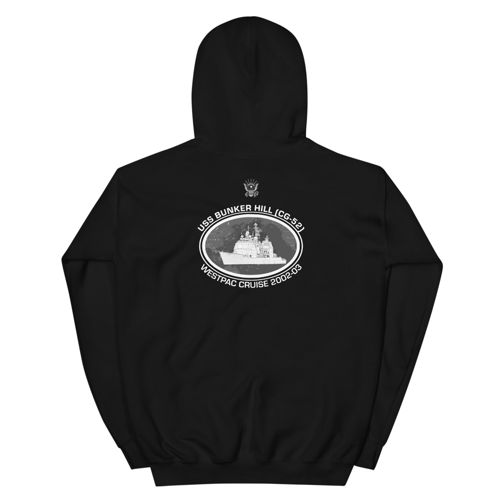 USS Bunker Hill (CG-52) 2002-03 Deployment Hoodie – back view, black