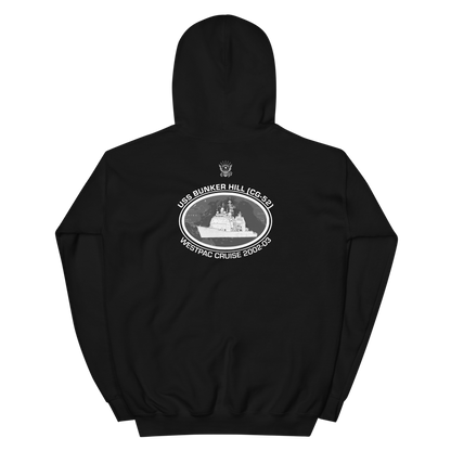 USS Bunker Hill (CG-52) 2002-03 Deployment Hoodie – back view, black