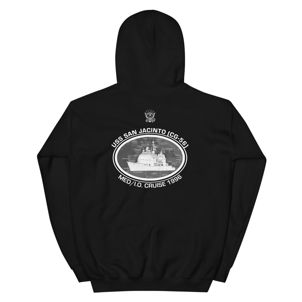 USS San Jacinto (CG-56) 1996 Deployment Hoodie – back view, black