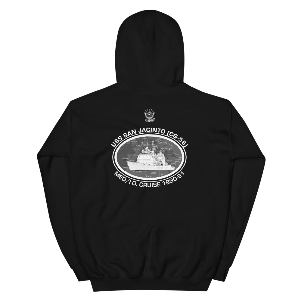 USS San Jacinto (CG-56) 1990-91 Deployment Hoodie – back view, black