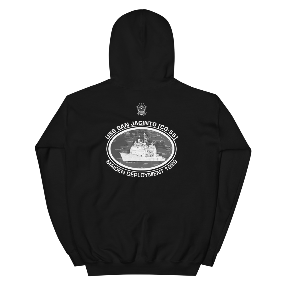 USS San Jacinto (CG-56) 1989 Deployment Hoodie – back view, black