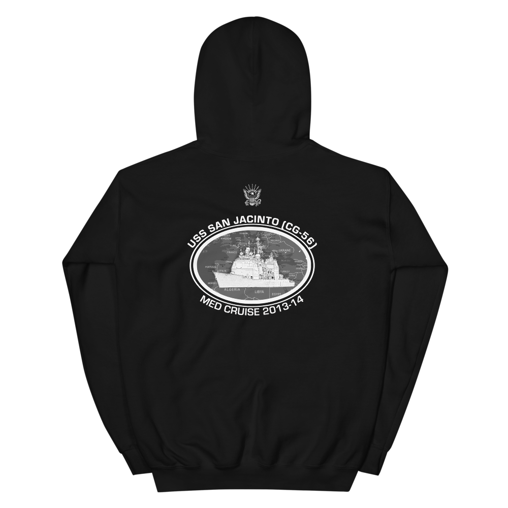 USS San Jacinto (CG-56) 2013-14 Deployment Hoodie – back view, black