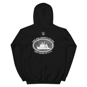 USS San Jacinto (CG-56) 2013-14 Deployment Hoodie – back view, black