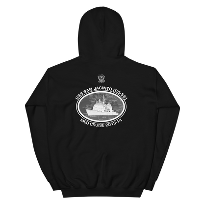 USS San Jacinto (CG-56) 2013-14 Deployment Hoodie – back view, black