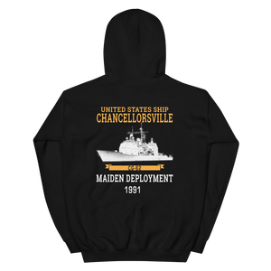 Unisex USS Chancellorsville (CG-62) 1991 Maiden Deployment – back view, black