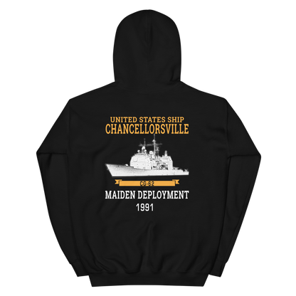 Unisex USS Chancellorsville (CG-62) 1991 Maiden Deployment – back view, black