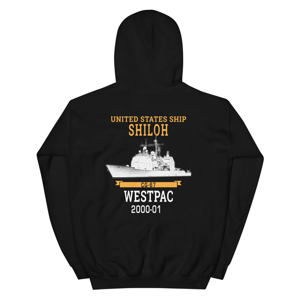 USS Shiloh (CG-67) 2000-01 WESTPAC Hoodie – back view, black