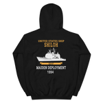 USS Shiloh (CG-67) 1994 Maiden Deployment Hoodie – back view, black