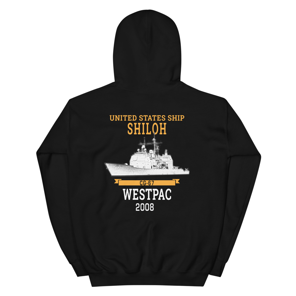 USS Shiloh (CG-67) 2008 WESTPAC Hoodie – back view, black