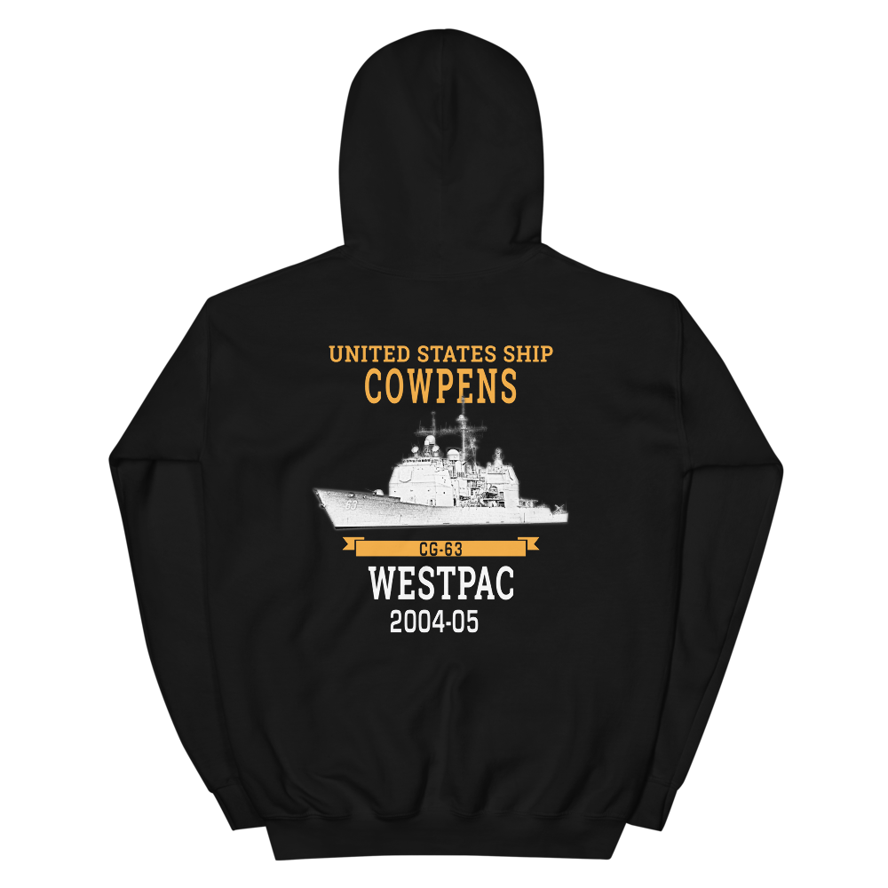 USS Cowpens (CG-63) 2004-05 WESTPAC Hoodie – back view, black